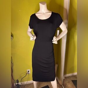 NWT Apt. 9 Black T-shirt Dress with Ruched Detailing